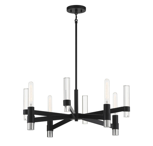 Windamere 4-Light Chandelier in Textured Black with Polished Nickel Accents