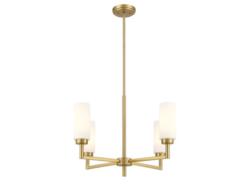 4-Light Chandelier in Natural Brass