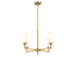 4-Light Chandelier in Natural Brass