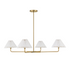 4-Light Chandelier in Natural Brass