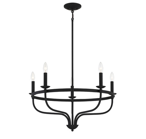 5-Light Chandelier in Matte Black