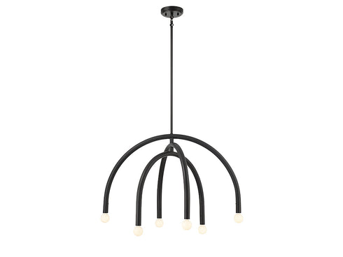 6-Light Chandelier in Matte Black