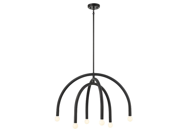 6-Light Chandelier in Matte Black