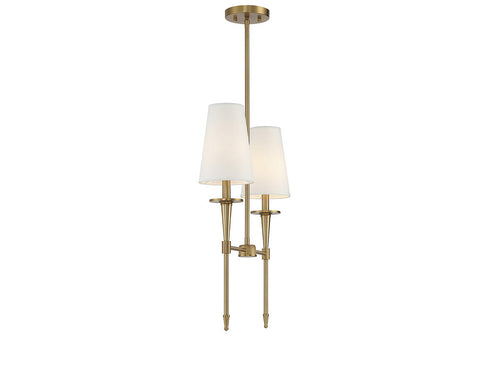 Trundle 2-Light Linear Chandelier in Warm Brass