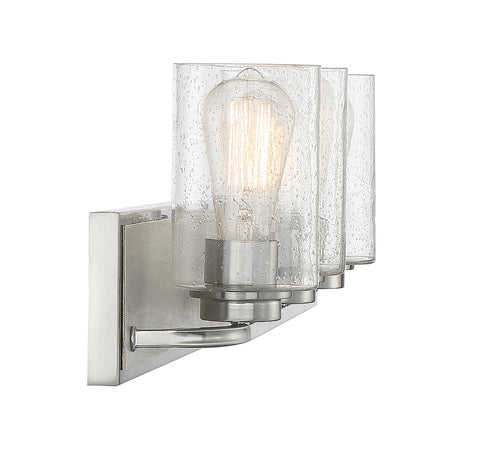 Sheppard 3-Light Bathroom Vanity Light in Satin Nickel with Greywood