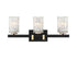 Keene 3-Light Bathroom Vanity Light in Matte Black with Warm Brass Accents