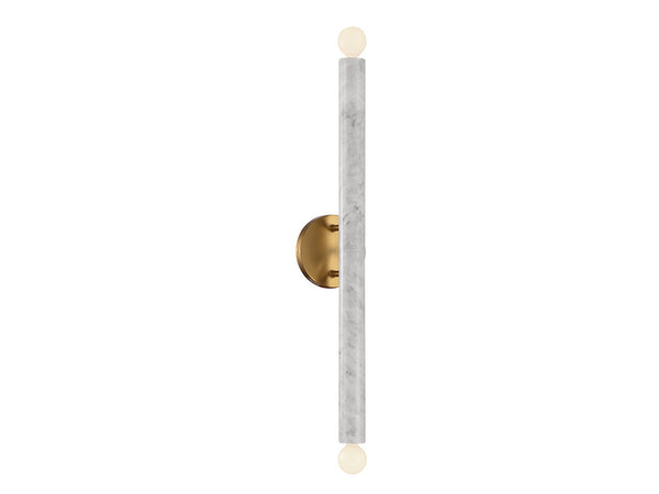 Callaway 2-Light Wall Sconce in White Marble with Warm Brass
