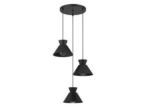 3-Light Multi-Point Chandelier in Natural Brass