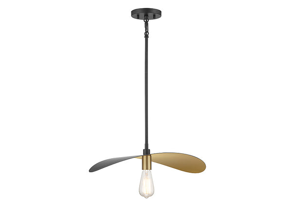 1-Light Pendant in Matte Black and Painted Gold