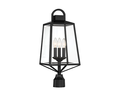 Inglewood 3-Light Outdoor Post Lantern in Black