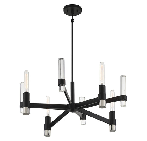 Windamere 4-Light Chandelier in Textured Black with Polished Nickel Accents