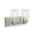 Sheppard 2-Light Bathroom Vanity Light in Satin Nickel with Greywood