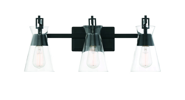 Lakewood 3-Light Bathroom Vanity Light in Matte Black