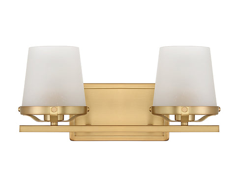 Klein 2-Light Bathroom Vanity Light in Warm Brass