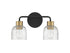Flagler 2-Light Bathroom Vanity Light in Matte Black with Warm Brass Accents