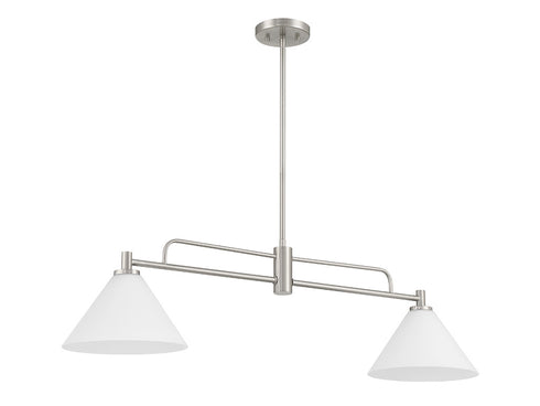 2-Light Linear Chandelier in Natural Brass