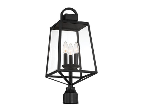 Inglewood 3-Light Outdoor Post Lantern in Black