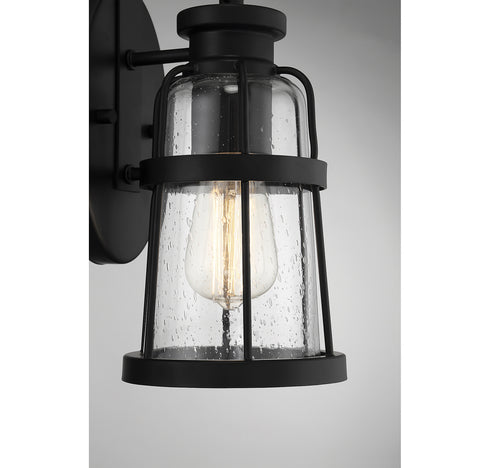 Quinton 1-Light Small Outdoor Wall Lantern in Matte Black
