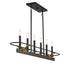 Icarus 6-Light Linear Chandelier in Burnished Brass with Walnut