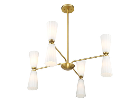 8-Light Chandelier in Natural Brass