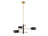 3-Light Chandelier in White and Natural Brass