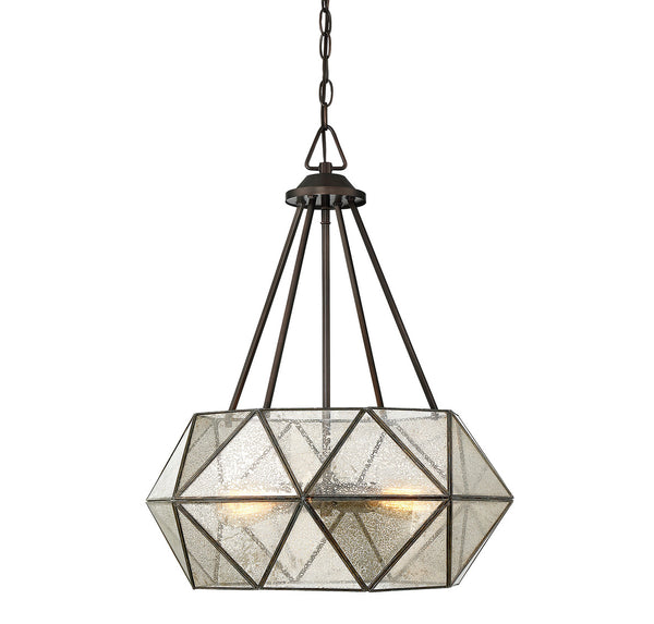 Tartan 4-Light Pendant in Oiled Burnished Bronze