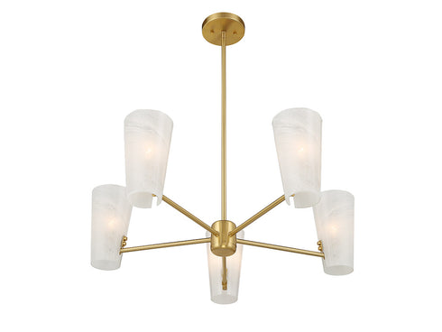 5-Light Chandelier in Natural Brass