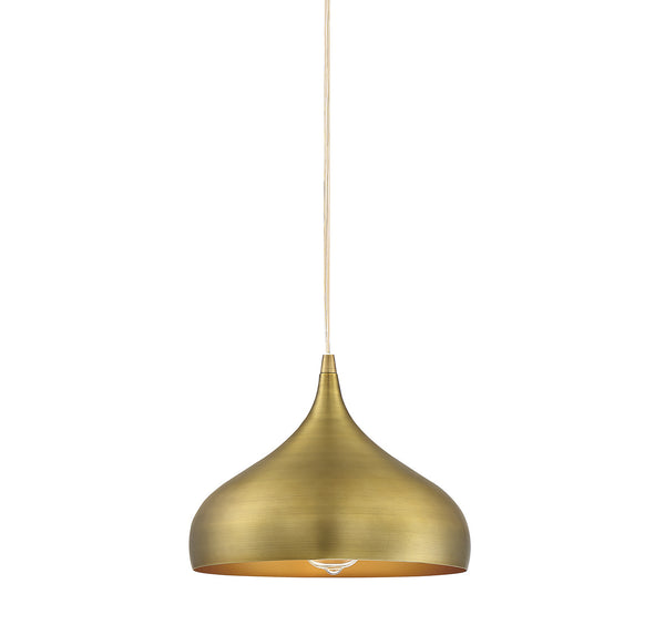 1-Light Plug-In Mini Pendant in Natural Brass
