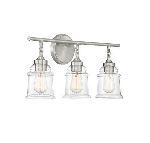 Fuller 3-Light Bathroom Vanity Light in Satin Nickel