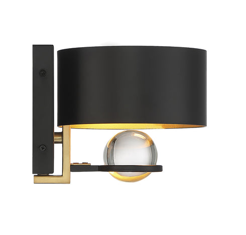 Chambord 1-Light Wall Sconce in Vintage Black with Warm Brass Accents
