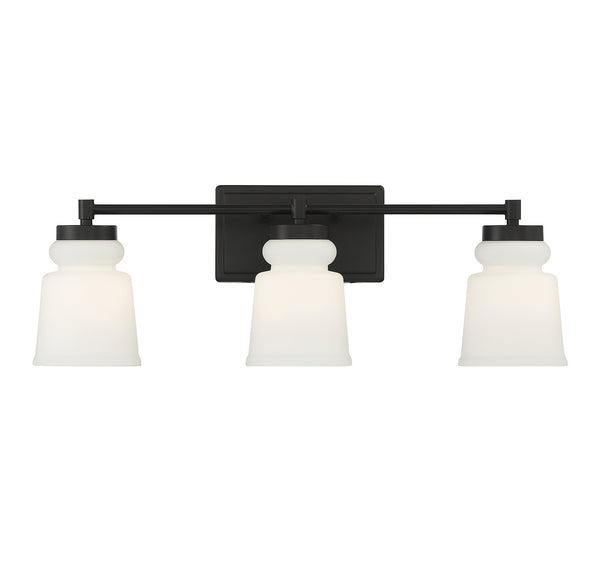 3-Light Bathroom Vanity Light in Matte Black