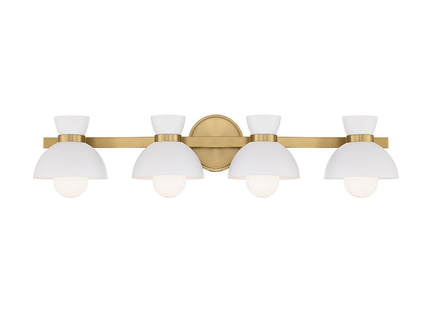 4-Light Bathroom Vanity Light in Natural Brass
