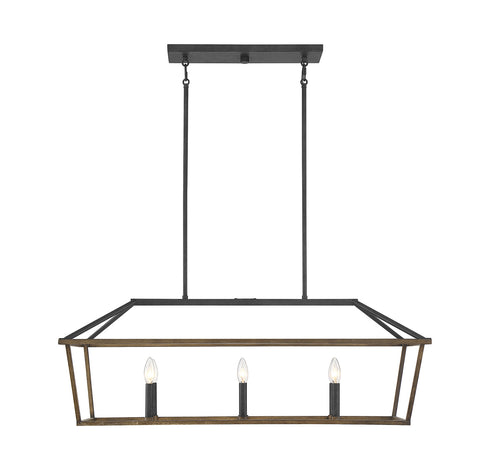 Oaklawn 6-Light Linear Chandelier in Whiskey Wood