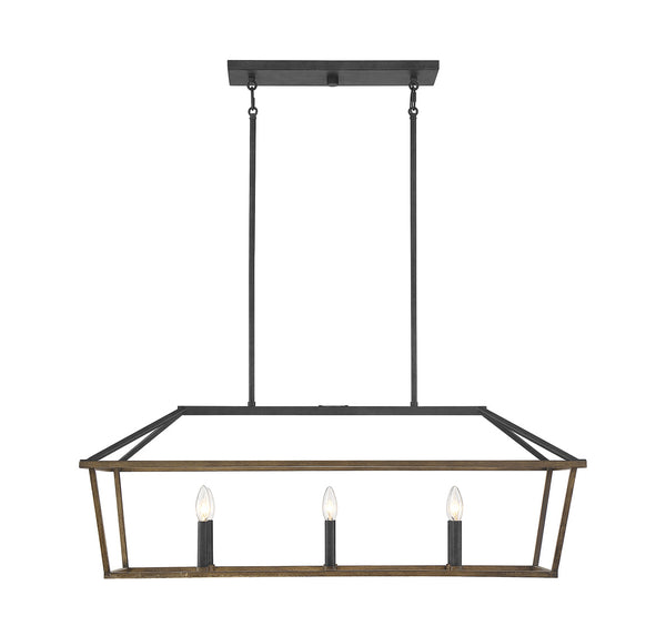 Oaklawn 6-Light Linear Chandelier in Whiskey Wood