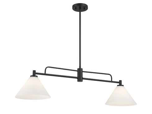 2-Light Linear Chandelier in Natural Brass
