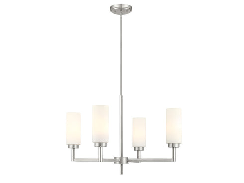 4-Light Chandelier in Natural Brass