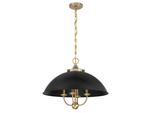 Monterey 4-Light Pendant in Matte Black and Warm Brass