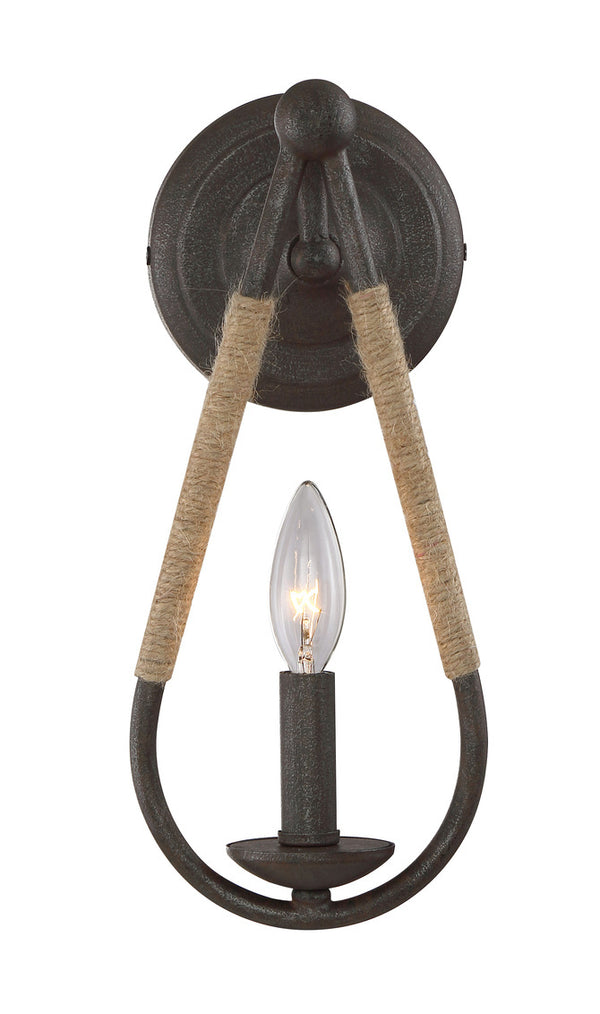 1-Light Wall Sconce in Rusty Nail with Rope