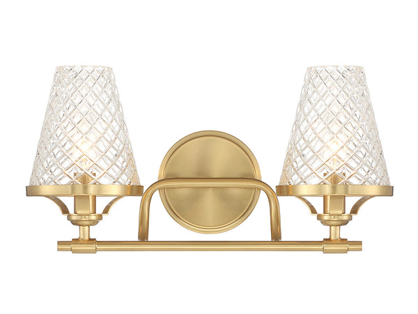 Candler 2-Light Bathroom Vanity Light in Warm Brass