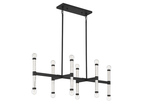 Kingsburg 12-Light Linear Chandelier in Matte Black
