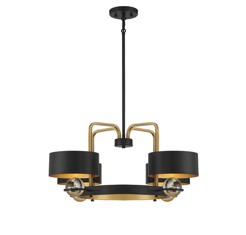 Chambord 4-Light Chandelier in Vintage Black with Warm Brass Accents
