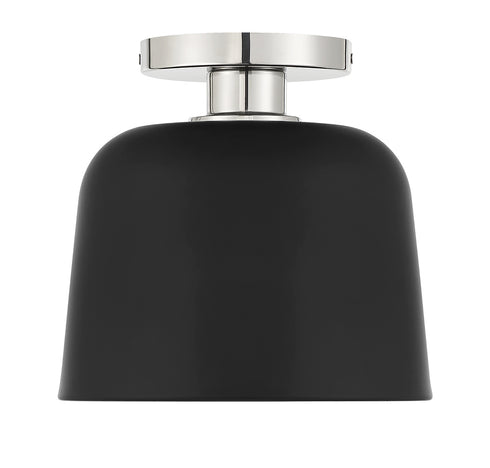 1-Light Ceiling Light in White with Natural Brass