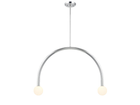 2-Light Chandelier in Natural Brass