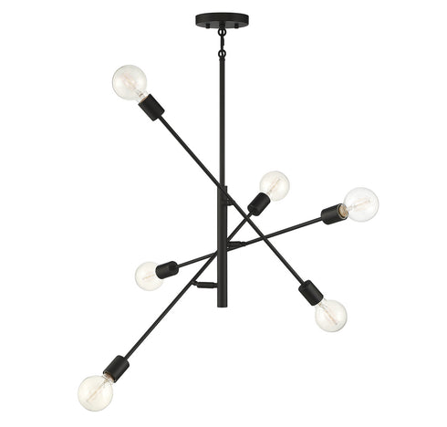 6-Light Chandelier in Natural Brass