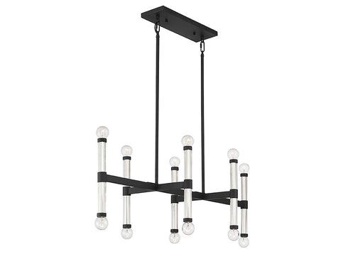Kingsburg 12-Light Linear Chandelier in Matte Black