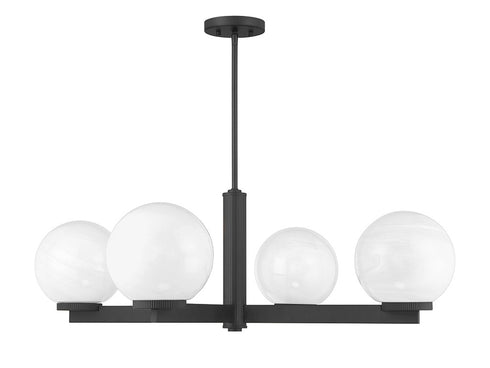 4-Light Chandelier in Matte Black