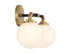 Dresden 2-Light Bathroom Vanity Light in Matte Black with Warm Brass Accents