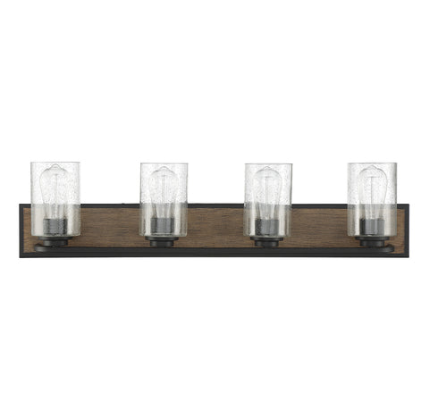 Sheppard 4-Light Bathroom Vanity Light in Satin Nickel with Greywood