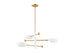 3-Light Chandelier in White and Natural Brass