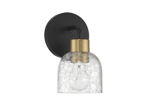 Flagler 1-Light Wall Sconce in Matte Black with Warm Brass Accents